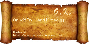 Orbán Karácsony névjegykártya